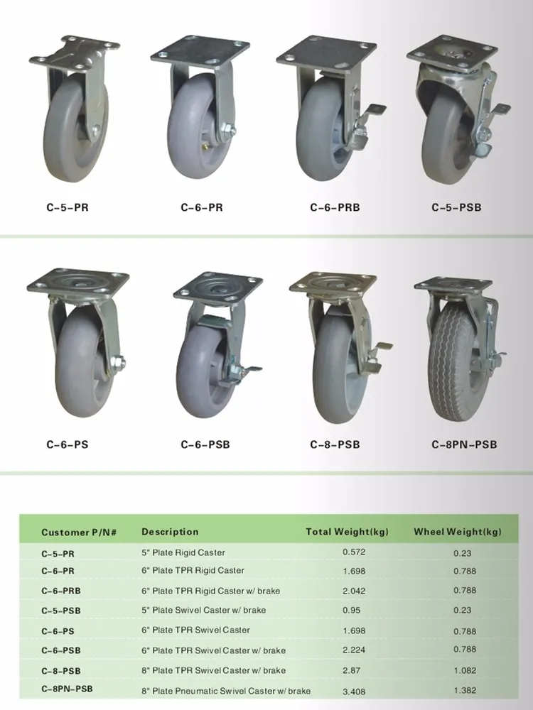 8" Plate Pneumatic Swivel Caster W/brake Buy Caster With Brake,Swivel Caster W/brake,8" Plate