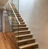 fancy interior hard wood floating stairs price with glass railing