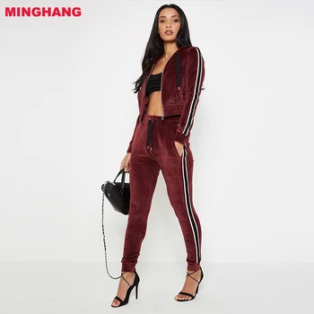 red velour tracksuit womens