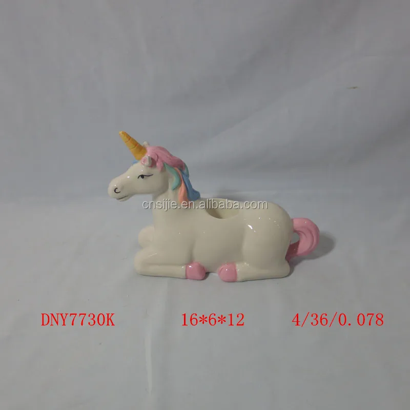 Custom hand painting mini unicorn statue ceramic figurine for kids gifts