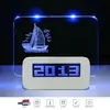 Blue Light Digital LCD LED Message memo Board Alarm Clock