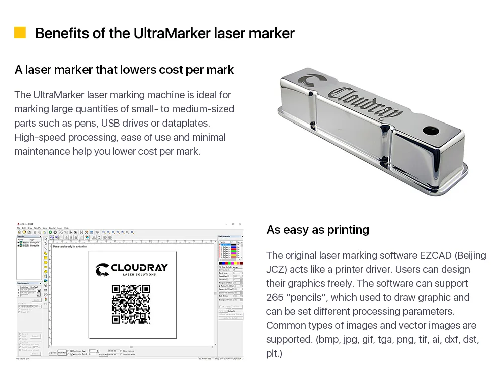 Cloudray Bd76 Hsgq 10w 20w 30w Fiber Laser Cutting Engraving Marking