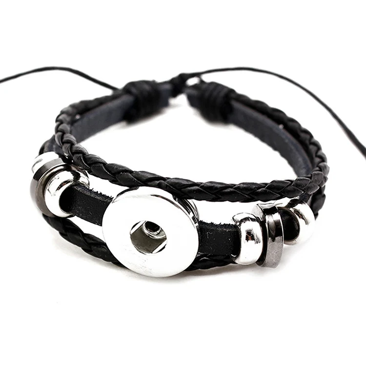 18mm Snap On Jewelry Supplies Whole Diy Charms Adjule 18mm Snap On Jewelry Supplies Whole Diy Charms Adjule Leather Bracelets For Women Men