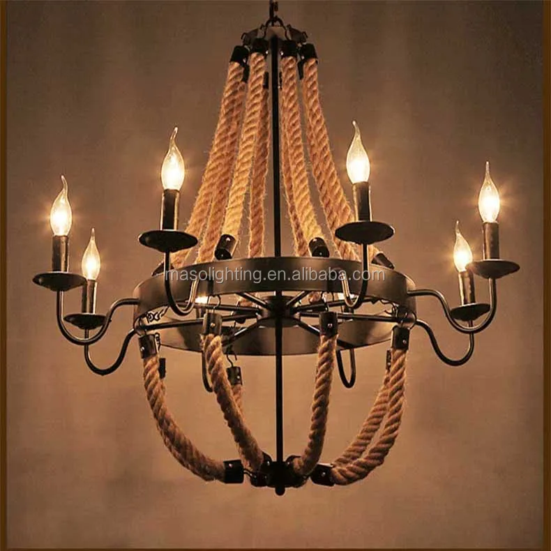 Hemp Rope Pendant Lamp American Farmhouse Vintage Candle Light Hemp Rope Pendant Lamp American Farmhouse Vintage Candle Light Winery Bar Villa Hotel Resturant Decorative