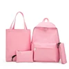 2019 Korean Style Canvas Material Elementary Student Schoolbag Pack Pencil Case Backpack 4 in 1 School Bag Set for Kids