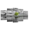 Canvas Wall Art Paintings Green Tree Landscape in Black and White 5 Pieces Panel Modern Giclee Framed Artwork Pictures