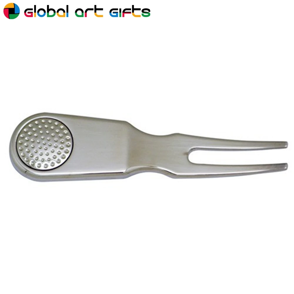 Promotional Blank Metal Copper Plate Divot Tool Golf Divot Repair Fork