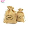 Customized Reusable Jute Hemp Flax Burlap Linen Jewelry Drawstring Pouch Soap Bag With Printed Logo