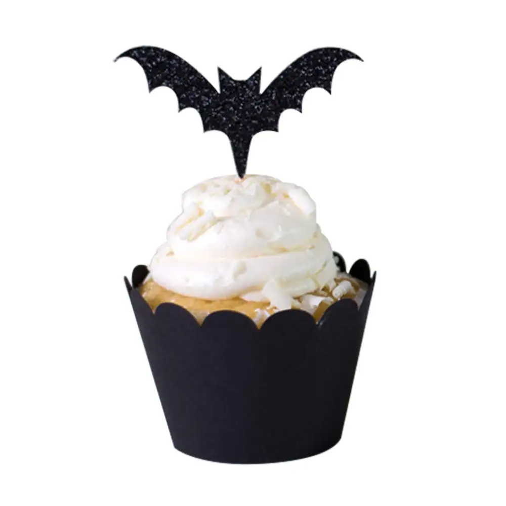 12Pcs Black Cupcake Wrappers Wraps Cup Wrap Liners Party Halloween Supply Prop