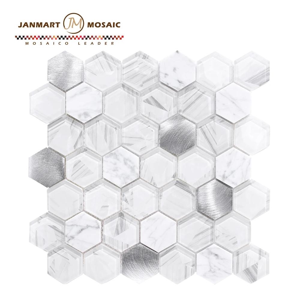 Cost Effective Hexagon Glass Mixed Color White Grey Mosaic Tile Floor Marble Hexagon Mosaic Tile Porcelain Mosaic For Bathroom Buy Abu Abu Mosaik Ubin