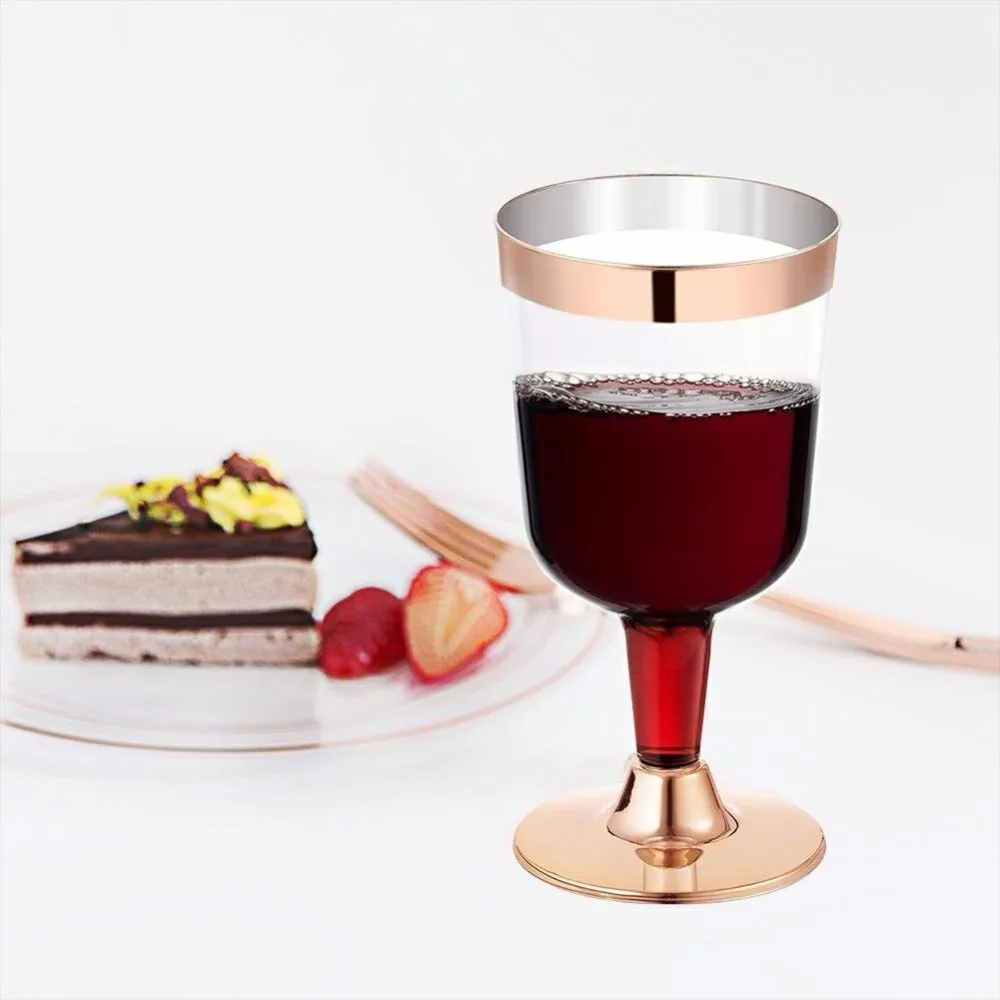 Rose Gold Disposable Plastic Cups6oz Recyclable Unbreakable Wine