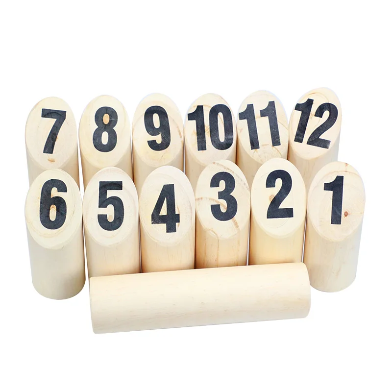 Wooden Throwing Game 12 Stick Number Kubb Pins,Throwing Dowel,Outdoor