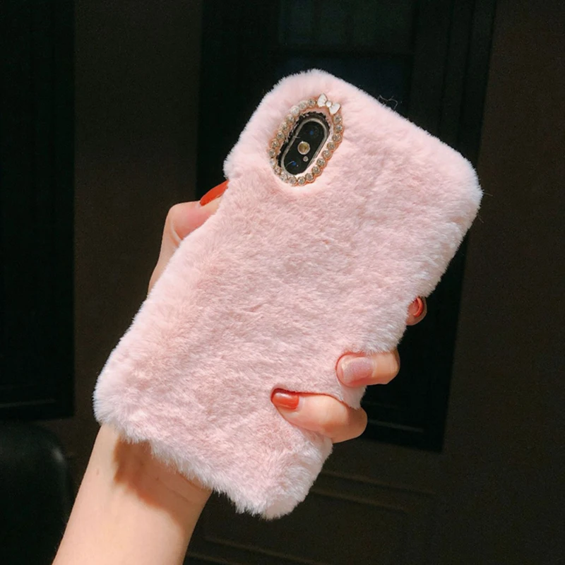 factory price winter rabbit fur case phone case cover for iphone xs max