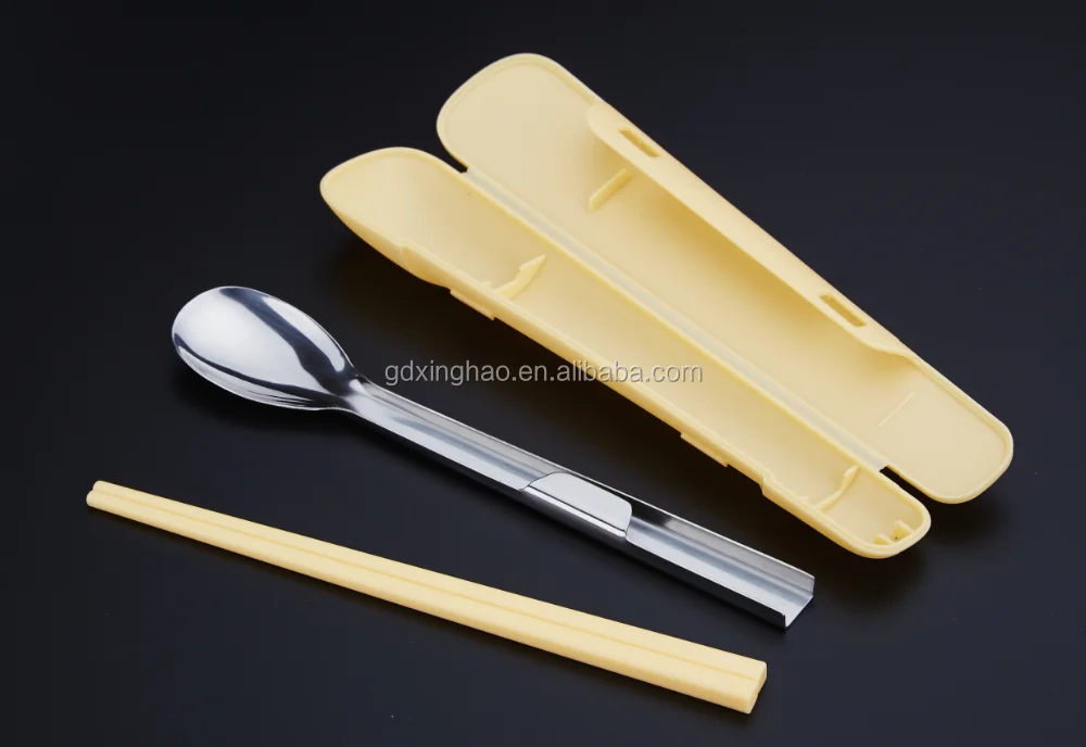 Best Selling Plastic Dinner Sets Stainless Steel Spoon and Plastic Chopsticks