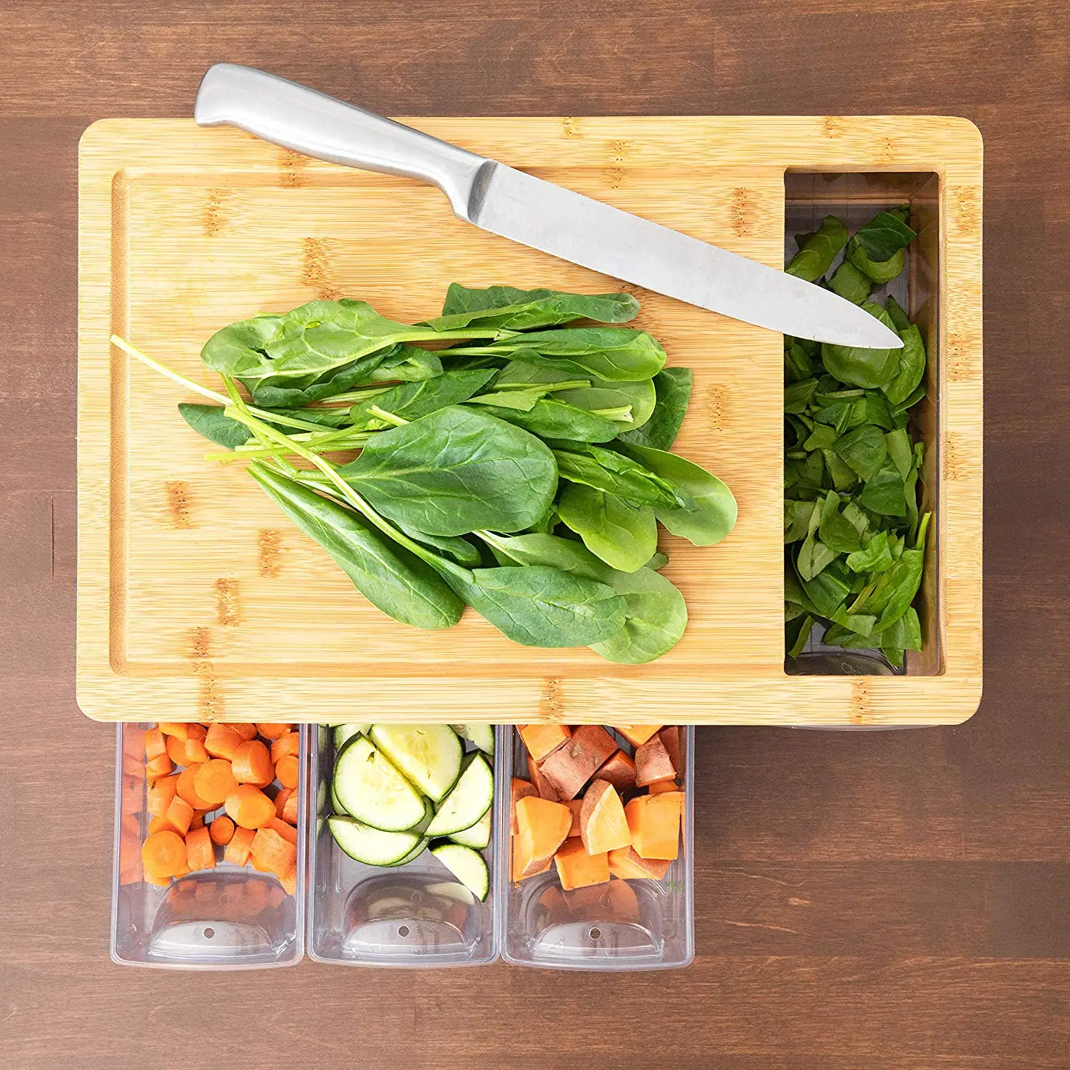 cutting board with trays