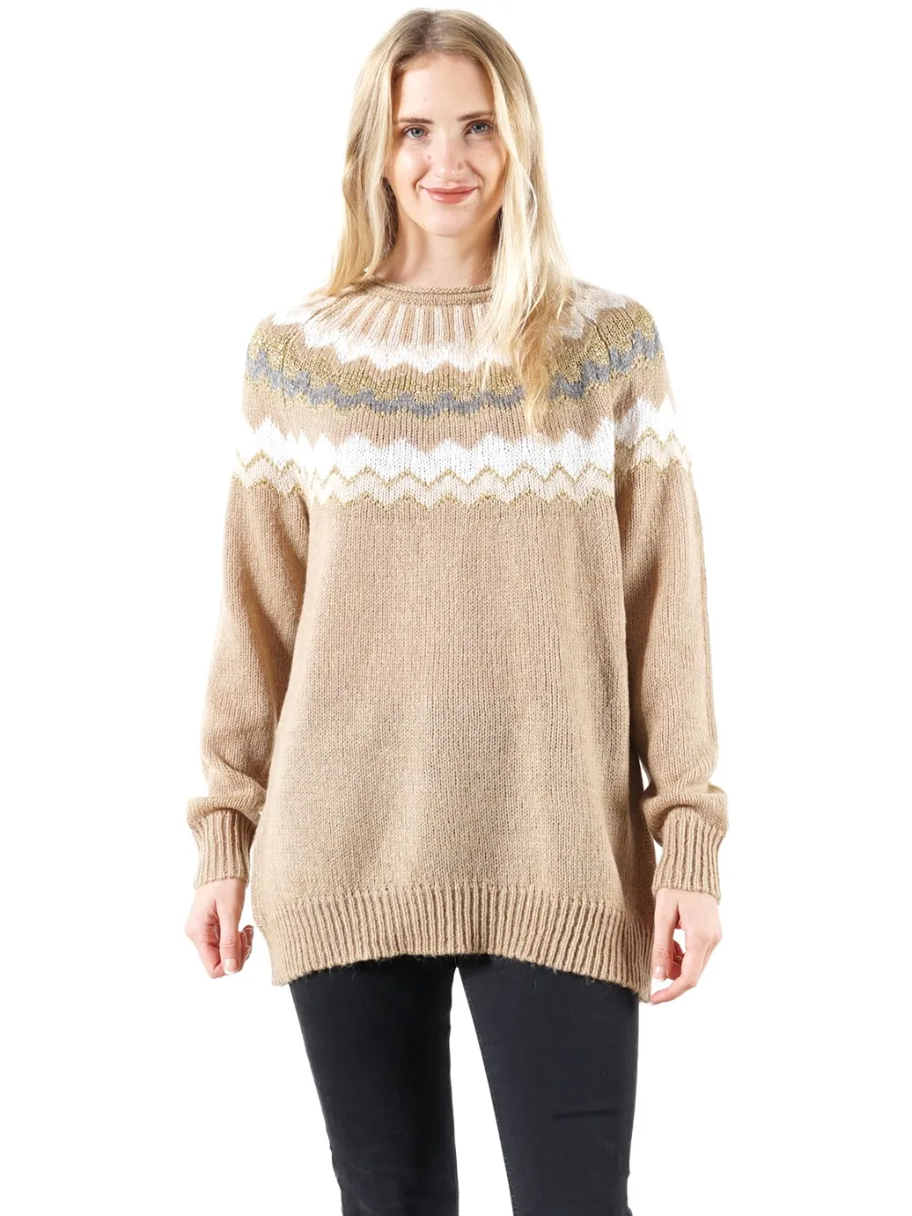 O-neck Jacquard Xmas Thick Wool Sweater For Lady - Buy Jacquard Sweater