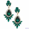 chunky emerald imitation brand jewellery long drop earrings