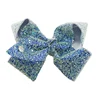 Fashion 7 inch big bow glittering polyester bow for party cool girl hair clip accessories