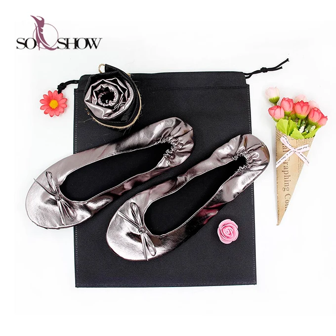 Women Portable Fold Up Ballet Flat Shoes Roll Up Ballet After Party