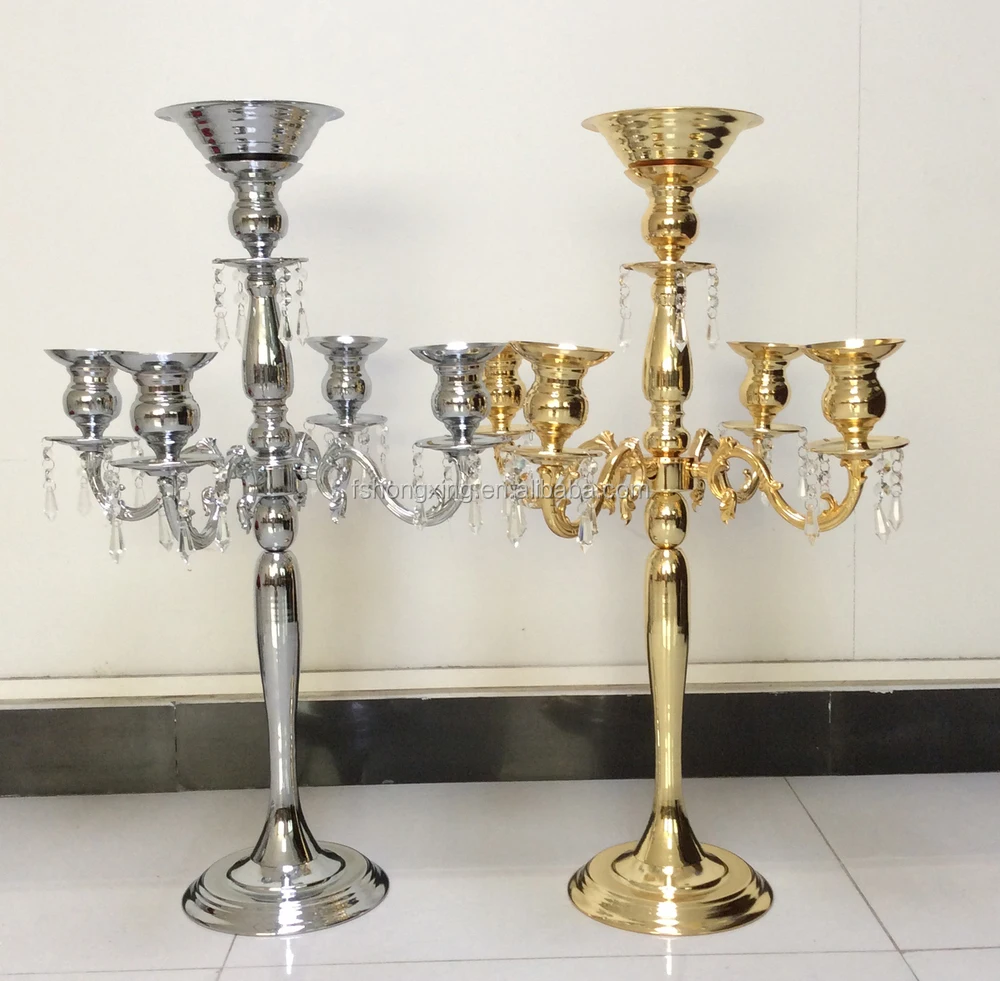 Tall Wedding Crystal Candelabras/metal Candlesticks With A Flower Bowl Wedding Centerpieces On