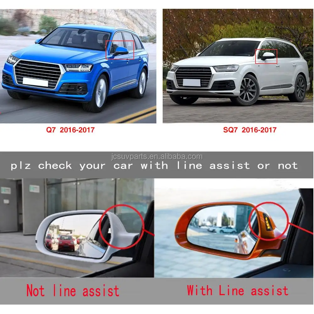 Full Replacement Carbon Fiber Side Mirror Covers For Audi Q7 Sq7 2016 2017 (without Side Lane