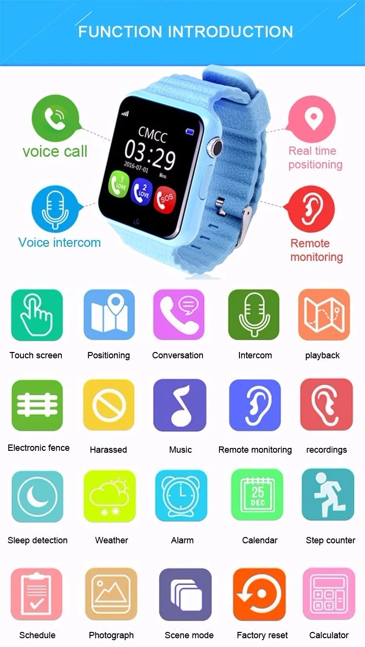 Children V7K Smat Watch MTK2503 GPS Touch Screen Google Map SOS Button Watch For Child GPS Locator Watch