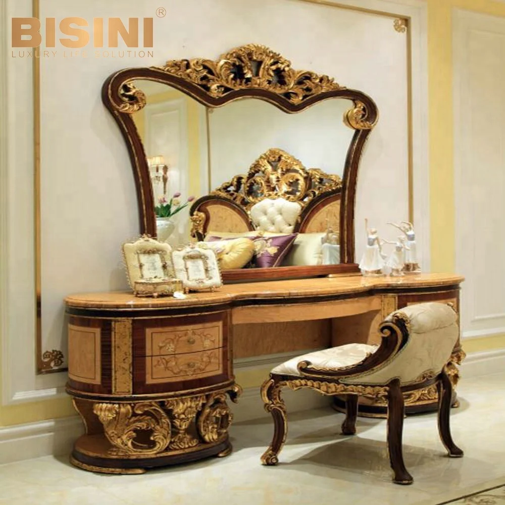 Bisini Luxury Arabic Style Antique Marble Top Vanity Dresser With
