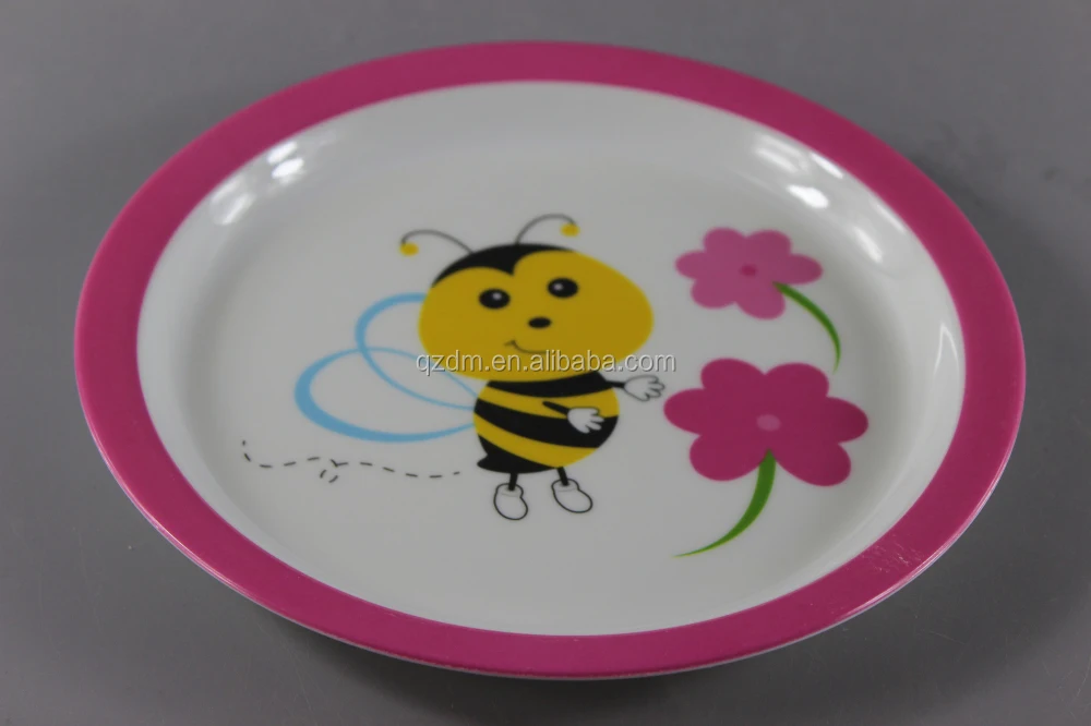 Lovely Bee Printing Round Shape Dinner Plate For Kid