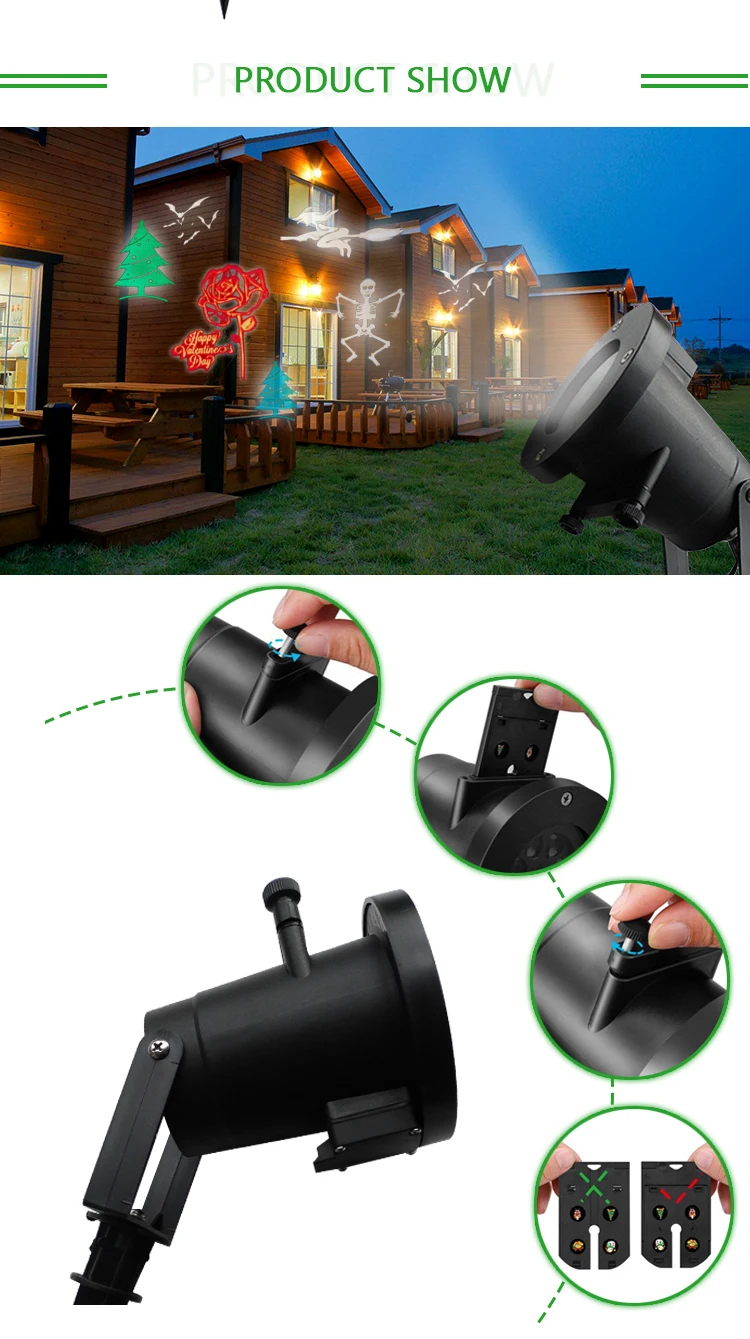 Outdoor Waterproof LED rotating  party holiday christmas projection light Wall Light Landscape Projector with 8patterns