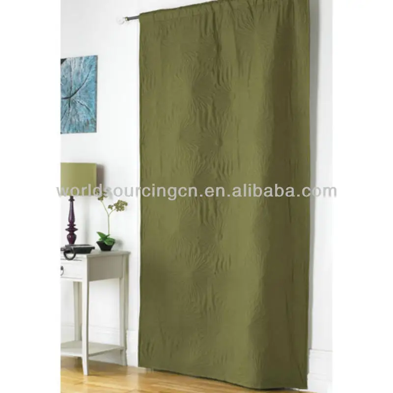 Blume Geprägte Thermische Stoff Tür Vorhang Grün Farbe 117x213 cm Neue