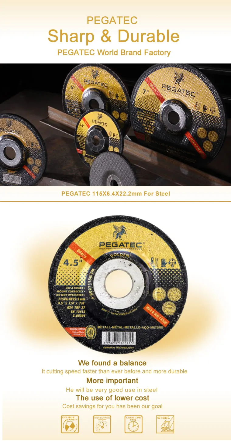 4.5'' 115x6.4x22.2mm Pegatec High Quality Small Grinding Wheels For