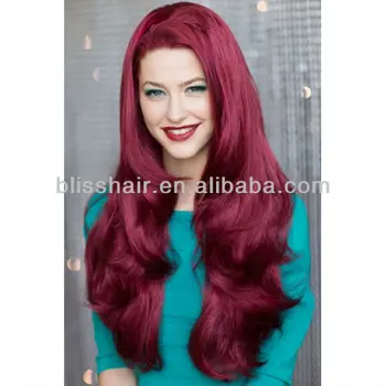 Red Ariel Curly Long 3 Quarter Half Wig View Red Ariel Curly Long