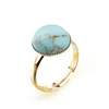 Simple Exquisite Adjustable Gold Setting With Malachite Regular Texture Ring With Stone