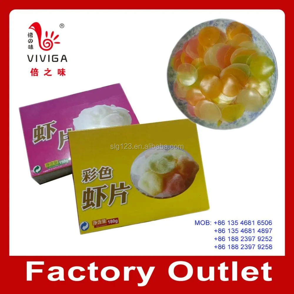 box packing colored prawn cracker shrimp cracker
