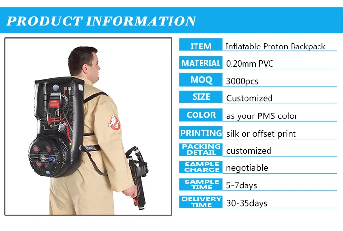 Durable Vinyl Inflatable Proton Pack Backpack Pvc Kids Party Props ...