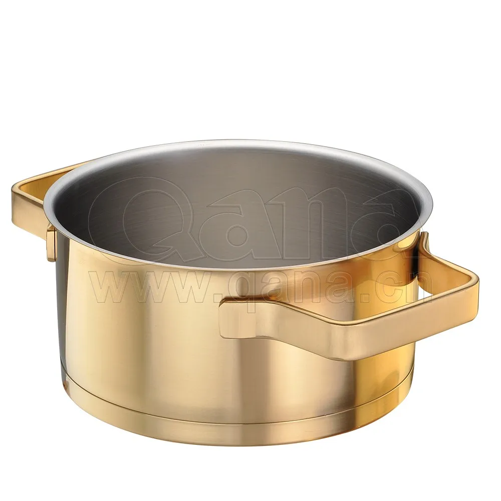 Qana Factory Wholesale Oem Luxury Bright Eco Friendly Gold Color Induction Cookware Kitchen