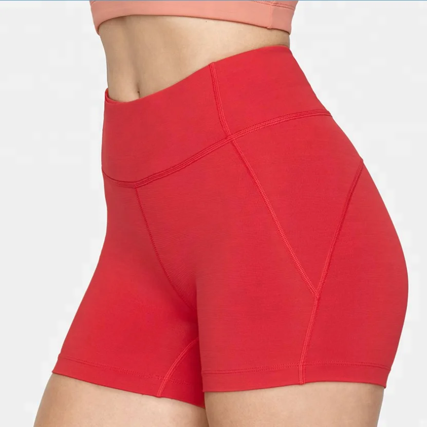 Red High Waist Sexy Yoga Shorts Compression Short Pant Compression