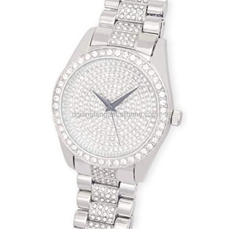 Dubai Hot Sale Luxury Full Diamond Dial Gold Ladies Wristwatch