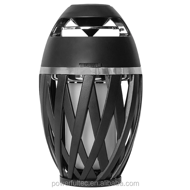 2019 LED Flame Lamp Bluetooth Speaker Touch LED Night Light Wireless Bluetooth Speaker Outdoor Portable Stereo Speaker BLACK - ANKUX.COM
