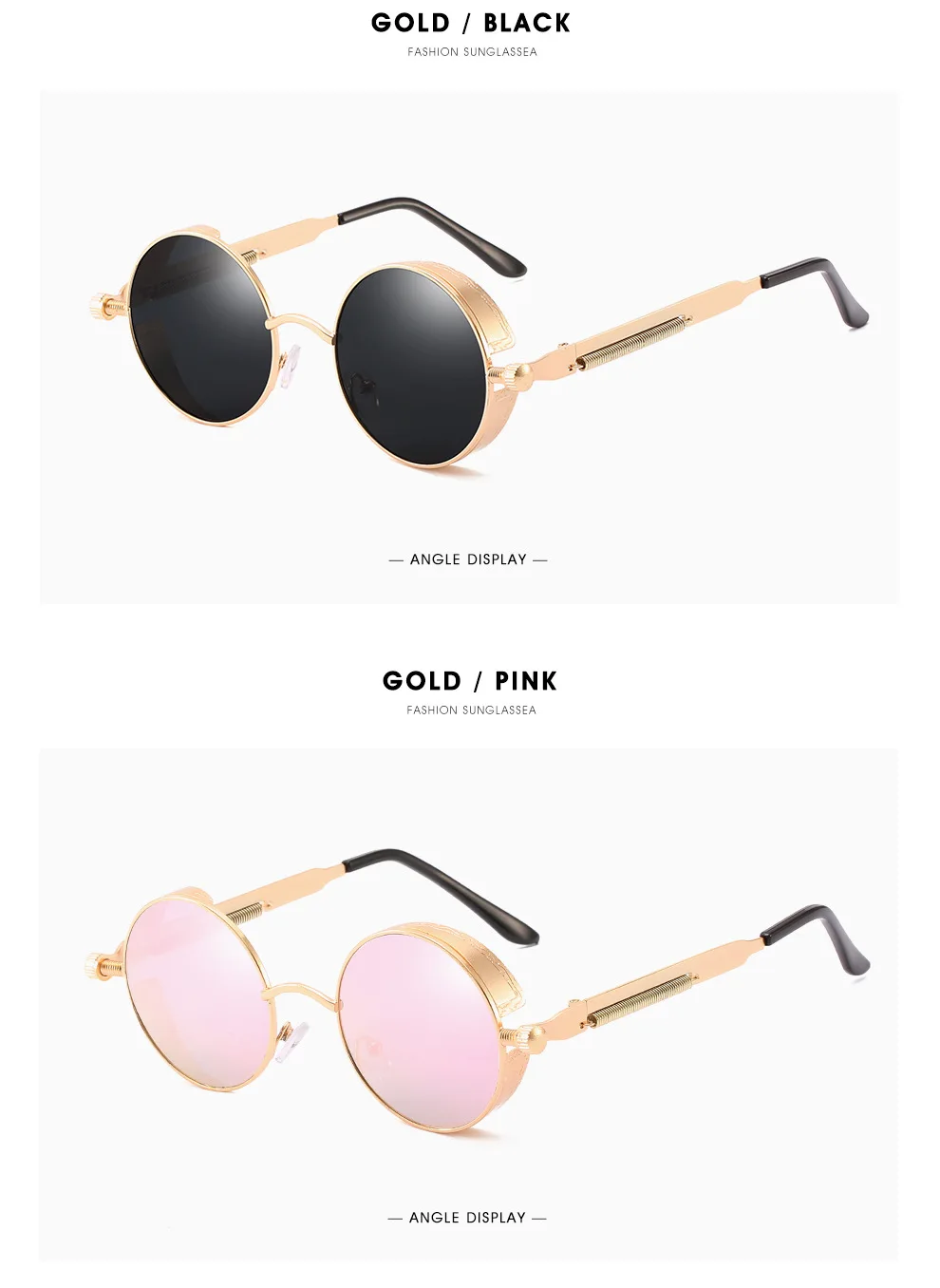 Metal Round Steampunk Sunglasses Men Women Fashion Glasses Brand Designer Retro Frame Vintage