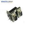 Rear Open Screwlock Slim Double DB9 Jack to Plug D-sub Connector