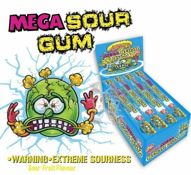 mega sour fruit flavor bubble gum