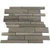 Polish surface Athen wood marble grey bathroom random strip mosaic tile