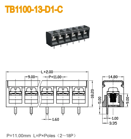 Pcb Pin Terminal 4 Position 300a 600v Barrier Terminal Block With Cover ...