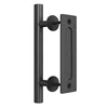 Heavy Duty 12" Pull and Flush Barn Door Handle Set for Gate Kitchen Furniture in Black Finish