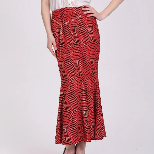 长款修身设计荷叶边扫帚女士马克西裙子