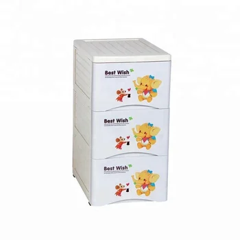 Animal Design Elepahat Printing Recycle Pp Plastic Drawer Cabinet