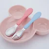 FDA approved kids cutlery with plastic handle stainless steel fork and spoon set for food