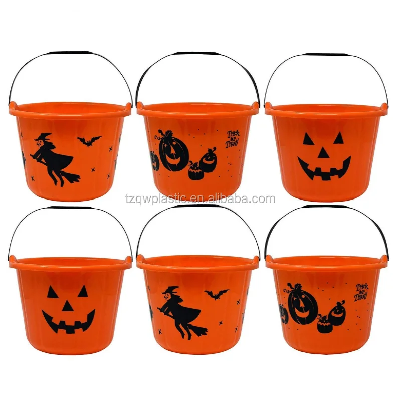 Halloween Candy Bucket with Handles Jack O Lantern Pumpkin Trick or ...