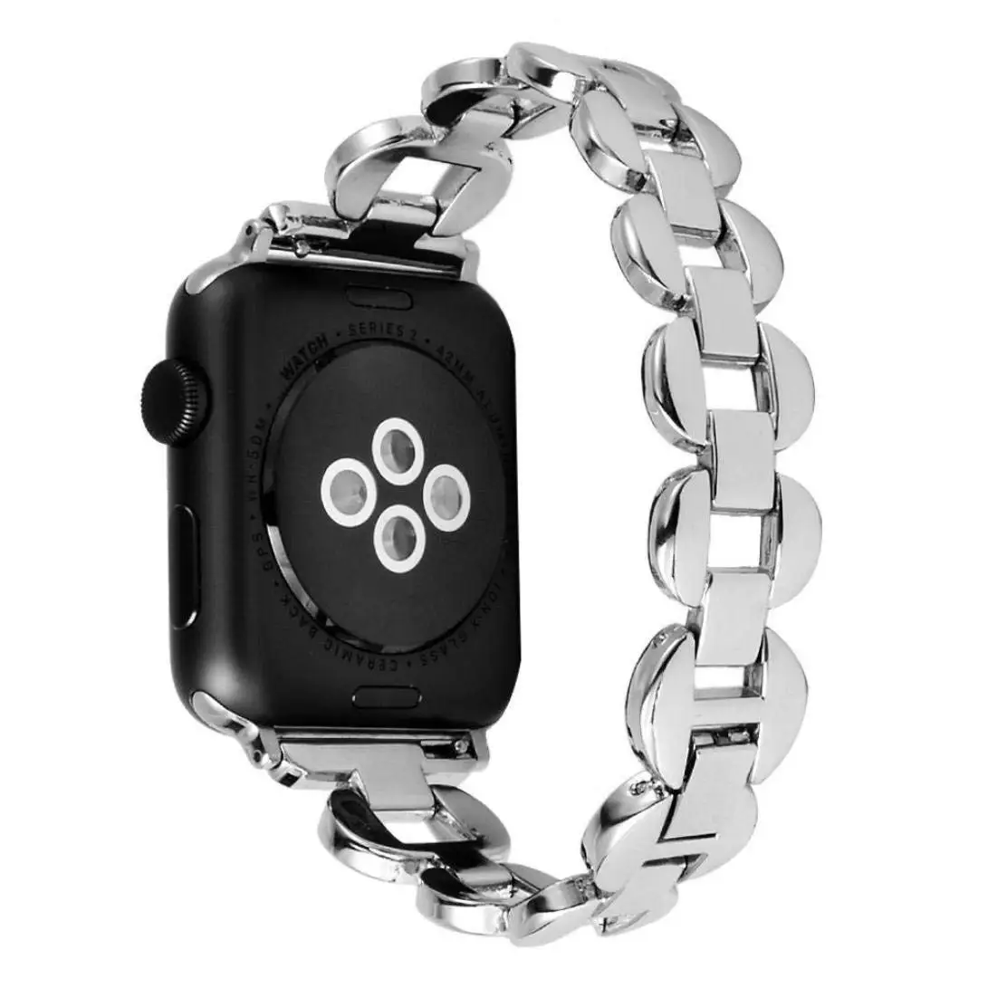 HP95(TM) Luxury Stainless Steel Link Bracelet Watch Band Strap for Apple Watch Series 1/2 38MM (Silver)